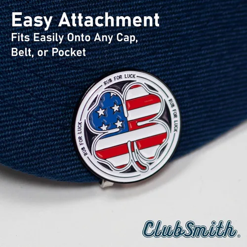 Miniatura 2 de ClubSmith® Lucky - Marcador de pelota de golf con clip magnético para sombrero, trébol irlandés y trébol, marca de alineación premium, accesorios