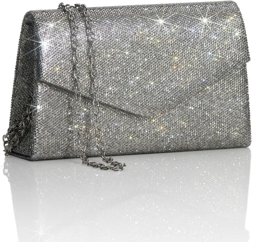 GEGELE Bolsas de noche brillantes para mujer, bolso de mano con diamantes de imitación para fiesta, graduación, boda