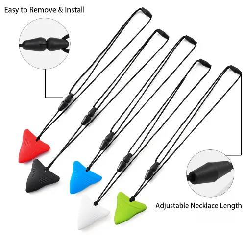 Miniatura 3 de 5 collares sensoriales masticables para niños sensoriales, collar de diente de tiburón, tratamiento de mordida de uñas para niños y adultos, YQZIYOU