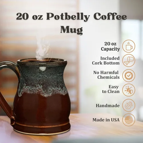 Miniatura 2 de Taza de café Potbelly de 20oz hecha a mano en los EE. UU. (Vainilla)
