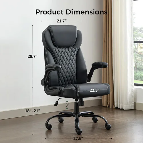 Miniatura 2 de amseatec Silla de Oficina, Silla Ejecutiva de Piel Sintética para Oficina en Casa, Silla de Escritorio Ergonómica con Brazos Abatibles Ajustables