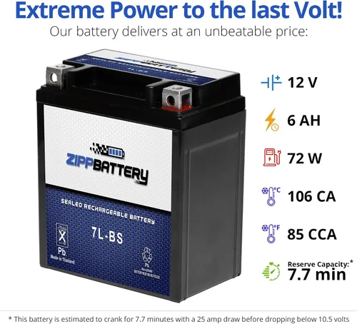 Miniatura 3 de Batería de motocicleta YTX7L-BS de alto rendimiento, libre de mantenimiento, sellada con AGM
