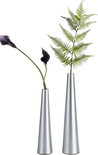 Miniatura 9 de Vixdonos Jarrón de metal de tono latón de 6.7 pulgadas, juego de 2 jarrones decorativos modernos para decoración del hogar, boda o regalo (dorado)