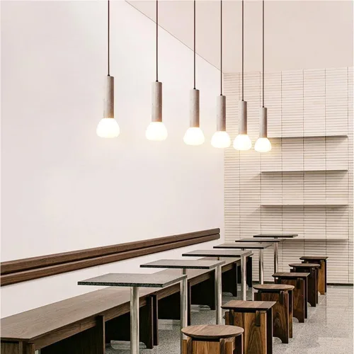 Long Tube Pendant Lights Fixture Modern Yellow Travertine Chandelier with Glass Shade Nordic Kitchen Island Hanging Lamp for Living Room Entryway