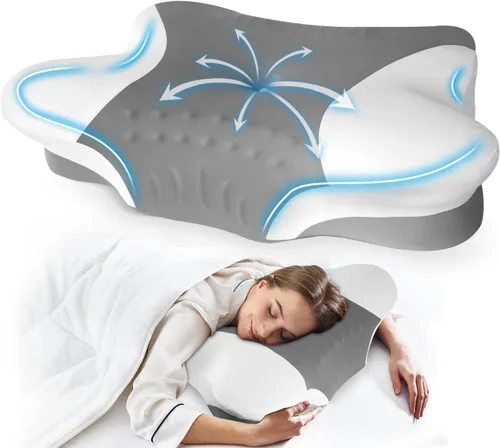 Miniatura 7 de Almohada cervical para el cuello para dormir de lado, almohadas de espuma viscoelástica, soporte ergonómico para el cuello para aliviar el dolor