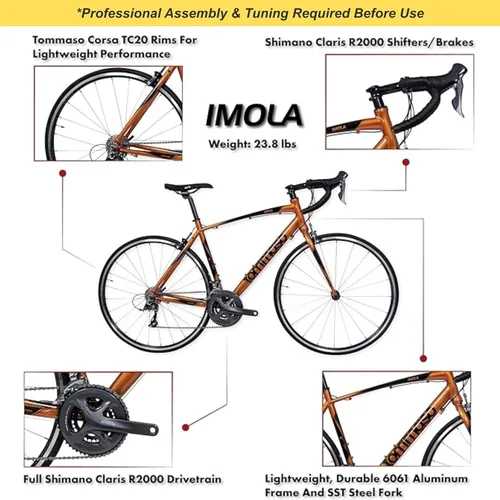 Miniatura 2 de Tommaso Imola - Bicicleta deportiva de aluminio de alto rendimiento, Shimano Claris 24 velocidades, bicicleta de carretera para hombre Burnt orange