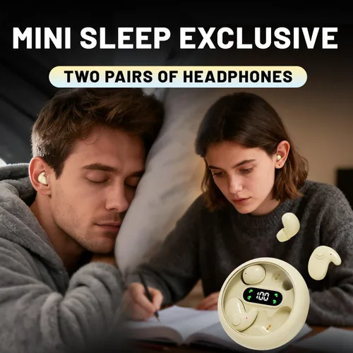Miniatura 2 de Dos pares de mini auriculares Bluetooth invisibles, cómodos auriculares inalámbricos para dormir, con micrófono, auriculares impermeables IPX5