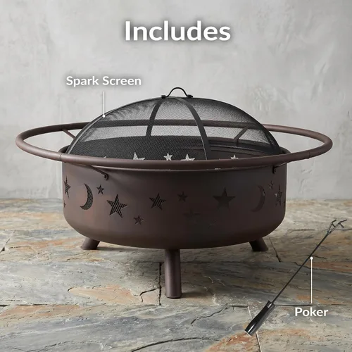 Miniatura 3 de Sunnydaze Cosmic - Hoguera grande para exteriores de 42 pulgadas, hoguera de leña para patio exterior, patio trasero, cubierta, acero, rejilla