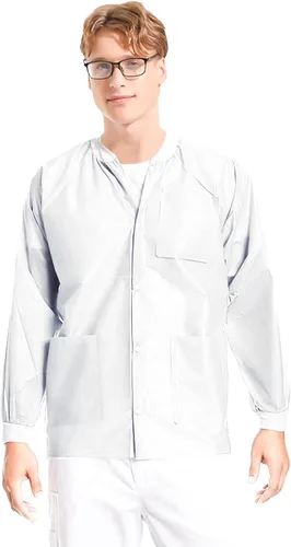 Miniatura 58 de Paquete de 10 chaquetas desechables de laboratorio, chaqueta médica reutilizable hasta la cadera, unisex, con puños de punto y bolsillos