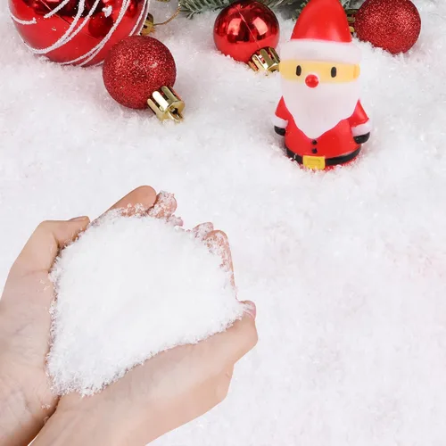 FOIMAS Nieve Artificial, Polvo de Nieve Falso para Navidad con Purpurina en Copos Secos para Decoración de Pueblo Navideño, Manualidades, Decoración