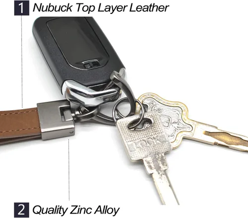 Miniatura 5 de MECHCOS Llaveros de cuero genuino para llaves de automóvil para hombres y mujeres con anillo en D, destornillador, llaveros y giro giratorio de 360