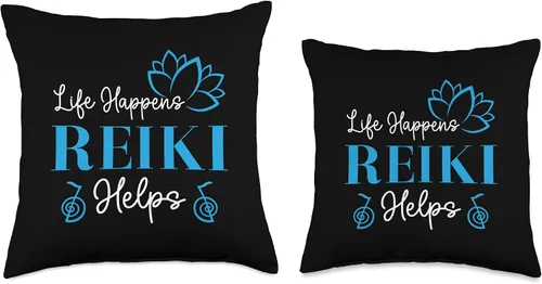 Miniatura 3 de Reiki Energy Flow Ki Japanese Medicine Healer Gift Healing Namaste - Ropa de yoga Life Happens Reiki ayuda a tirar almohada, 16 x 16 pulgadas