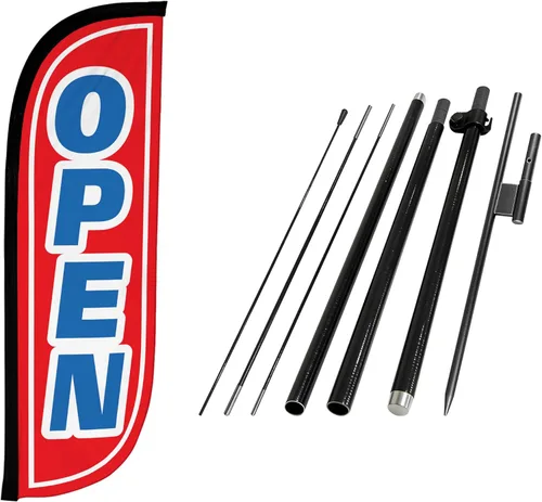 Miniatura 17 de LookOurWay Kit de asta de bandera de plumas, pancarta publicitaria de 7 pies de alto con juego de poste de fibra de vidrio y pico de tierra