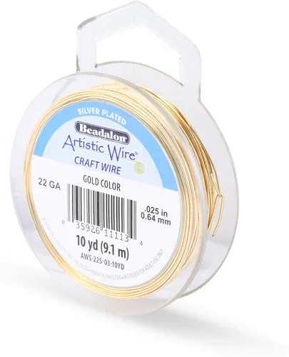 Miniatura 211 de Artistic Wire, alambre para manualidades de calibre 22 bañado en plata, resistente a las manchas, color cobre, blanco, 9,1 m