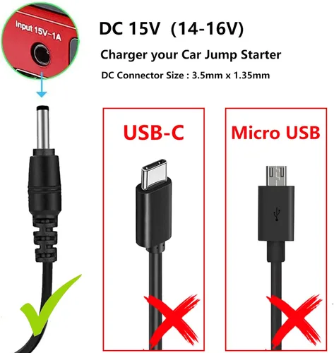 Miniatura 3 de Cargador de fuente de alimentación de 15V 1A para arrancador de coche, pico 450A 500A 600A 800A 1000A para auto Booster de batería Schumacher