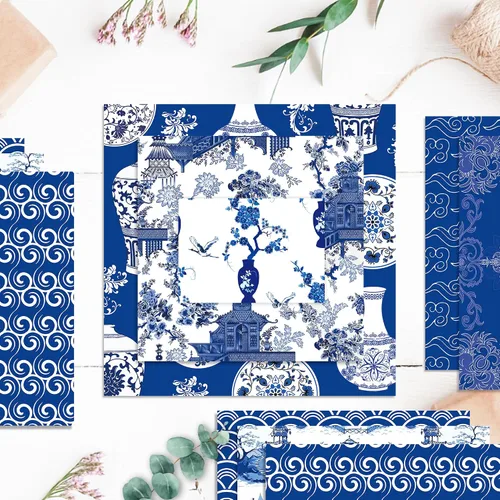 Miniatura 2 de Papel de álbum de recortes con patrón chinoiserie, 24 hojas de cartulina de doble cara de 12 x 12 pulgadas, papel decorativo para manualidades