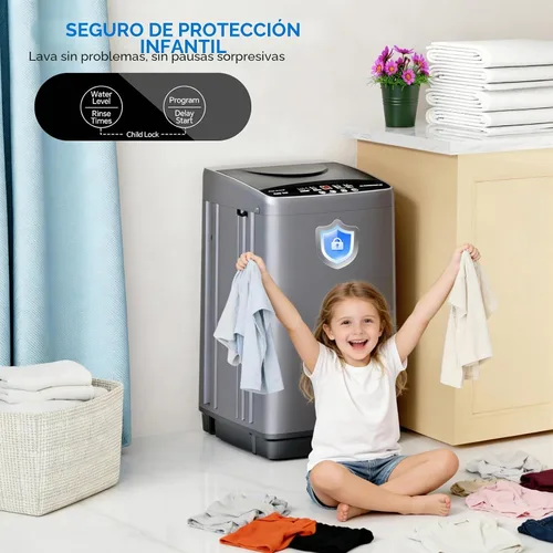 Miniatura 9 de [Usado] OLIXIS Lavadora portátil, lavadora compacta completamente automática de 7.7 libras, tambor de acero inoxidable, 10 ciclos de lavado