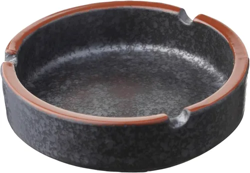 Miniatura 8 de Cenicero de cerámica elegante para interiores y exteriores para el hogar, barras de café y patios, color negro deslumbrante de lava (tamaño mediano)