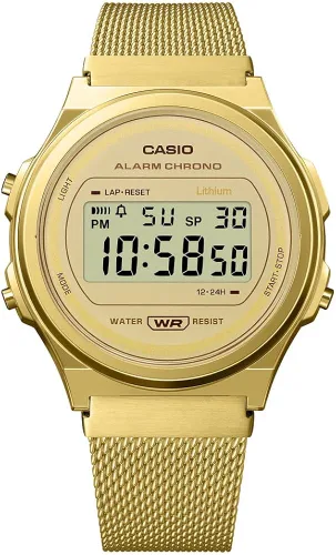 Miniatura 4 de Casio A171WEMG-9AEF - Reloj digital de cuarzo unisex para adultos con correa de acero inoxidable Oro A171WEMG-9AEF