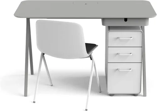 Miniatura 3 de Poppin Clave del Éxito - Gris claro, 48", el juego incluye: 48" Key Desk, Key Chair con almohadilla de asiento, Archivador delgado de 3 cajones