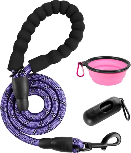 Miniatura 34 de BARKBAY Correas de perro para perros grandes, correa resistente de 4/5/6 pies con cómodo mango acolchado e hilos altamente reflectantes para perros
