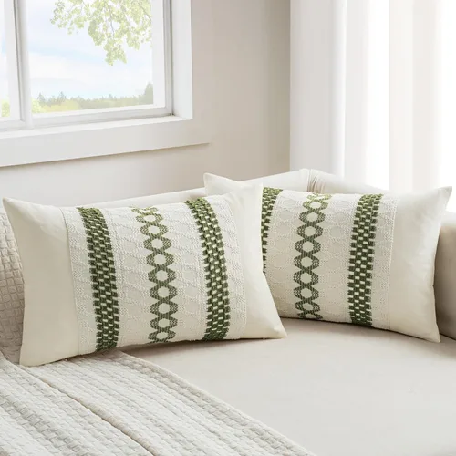 Miniatura 17 de MIULEE Fundas de almohada lumbares decorativas bohemias, cojín de algodón retro, tejidas de macramé para decoración del hogar para cama, sofá, neutro