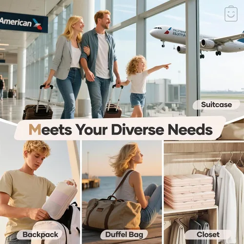 Miniatura 9 de Veken Juego de 11 cubos de compresión para artículos esenciales de viaje, bolsas organizadoras compresibles expandibles grandes para ropa, bolsas