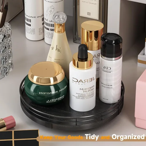 Miniatura 2 de Tabla giratoria de roble de 9 pulgadas para tocador de baño y perfumes o velas, bandeja decorativa redonda para organizar el fregadero de la cocina