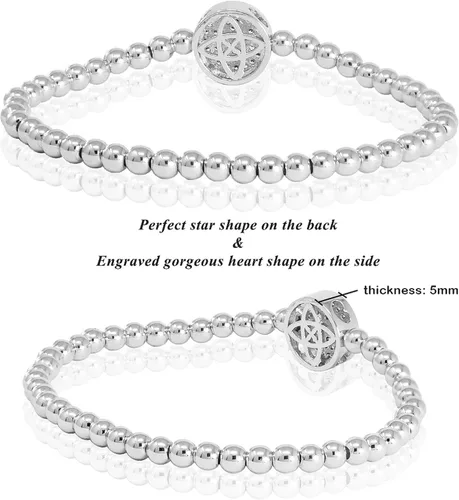 Miniatura 2 de by you - Pulseras con iniciales para mujer, 26 letras, cuentas redondas del alfabeto, acero inoxidable, oro y plata