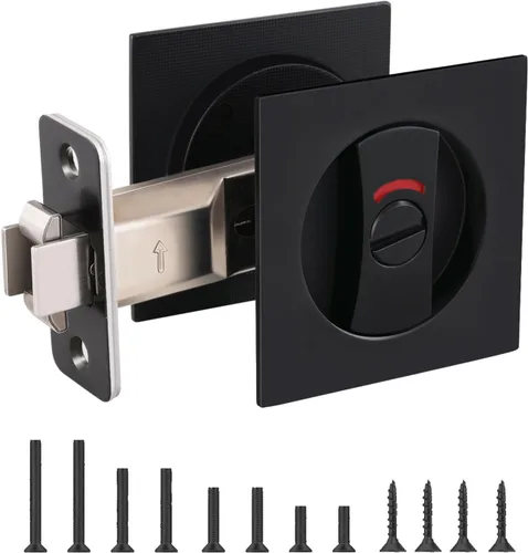 Miniatura 11 de Cerradura de puerta de bolsillo redondo con indicador, 1 paquete de accesorios contemporáneos de privacidad para puerta, pestillo de puerta de Oro