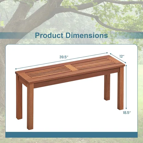 Miniatura 3 de RELAX4LIFE Banco de madera para exteriores, banco de patio con asiento de listones, marco de madera maciza resistente a la intemperie, banco