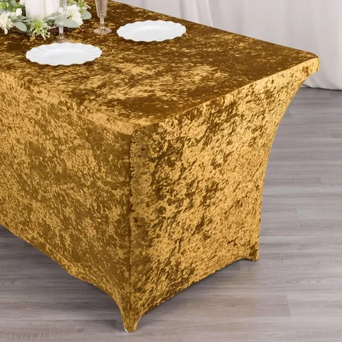Miniatura 15 de Efavormart Cubierta de Mesa Rectangular Ajustada Elástica de Terciopelo Aplastado Beige de 6 pies