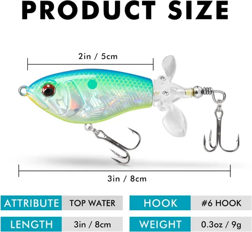 Miniatura 7 de TRUSCEND PoPobait con ganchos BKK, señuelos de pesca para lubina, lucio, lucio, perca almizclada, señuelo flotante para agua dulce o salada