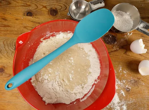 Miniatura 5 de RSVP International Ela's Favorite - Cuchara de silicona para espátula, turquesa, 11 pulgadas, silicona sin BPA, mezcla de pilas gruesas, salsas