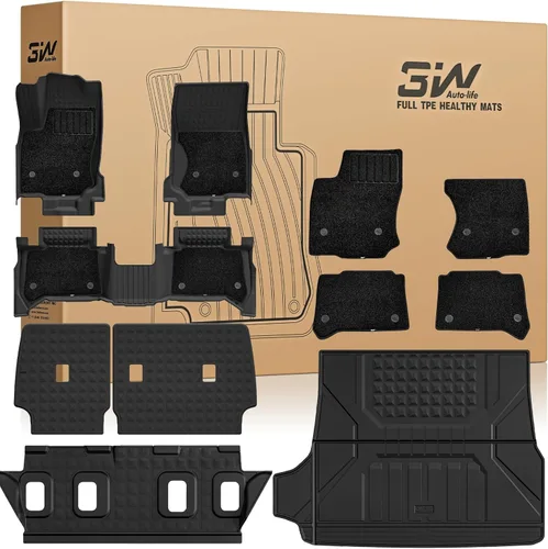 Miniatura 17 de 3W Alfombrillas para Toyota Sienna 2021-2026 LE/XLE (solo para 8 asientos), revestimiento de suelo TPE para todo tipo de clima, ajuste personalizado