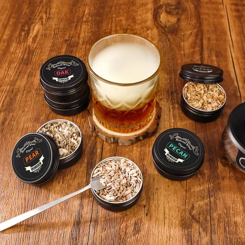 Miniatura 6 de Kit de ahumador de whisky eléctrico con antorcha, los mejores regalos de whisky para hombres, 6 astillas de madera – Infundir ricos sabores ahumados