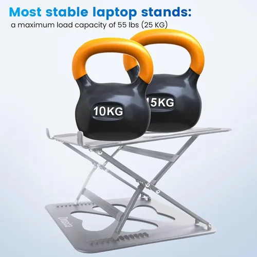 Miniatura 2 de Soporte mecánico de doble ángulo ajustable resistente para computadora portátil, soporta 55 libras, soporte ergonómico para computadora portátil