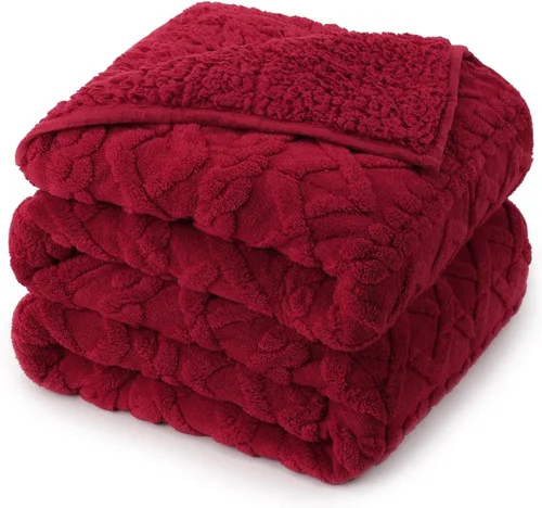 Miniatura 34 de Manta con peso de 15 libras, tamaño twin, manta con peso de sherpa a cuadros 3D de jacquard suave y elegante para adultos, manta de cama acogedora