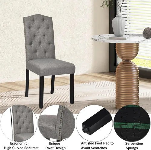 Miniatura 6 de UJOYPAD - Juego de 2 sillas de comedor copetudas, sillas de comedor de cocina tapizadas, sillas Parsons con respaldo curvado con asiento acolchado