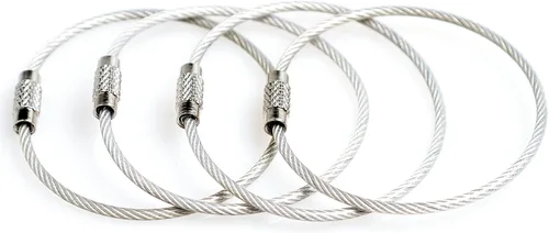 Miniatura 4 de Llavero grande de alambre de cable para coche, llaveros de bucle resistente, anillos de mosquetón de acero inoxidable