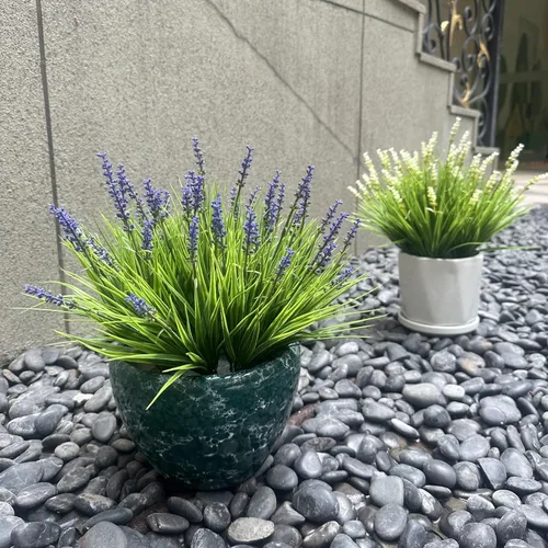 Miniatura 3 de alyptus Flores artificiales para exteriores, 24 paquetes de plantas de hierba de mono falsas para exteriores, flores moradas de plástico