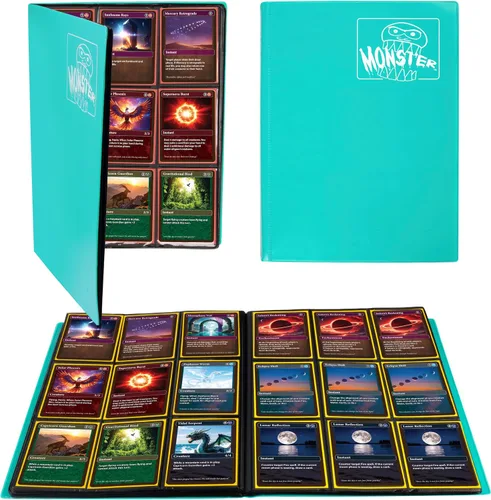 Miniatura 15 de Monster Binder - Álbum de tarjeta coleccionables, 9 bolsillos para tarjetas, retiene 360 de Yugioh, Magic, y Pokémon Páginas blancas Holofoil