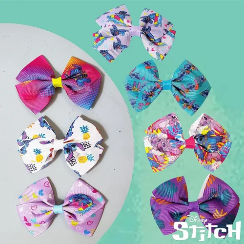 Miniatura 6 de LUV HER Disney Stitch - Lazos para el cabello, paquete de 7 lazos de 4 pulgadas, juego de regalo de accesorios para el cabello, clip de cocodrilo, a