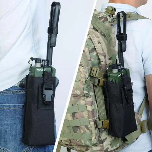 Miniatura 7 de AR-152 Soporte táctico para radio – compatible con Molle, funda de nailon para GPS, teléfono, UV-5R, radio bidireccional de 3800 mAh, walkie talkies