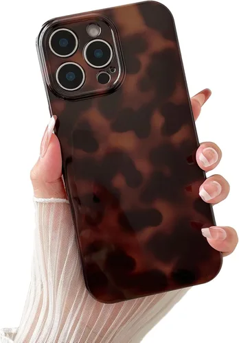 Miniatura 11 de Huahuacase Funda compatible con iPhone 11, diseño de caparazón de tortuga, retro, ámbar y marrón, estampado de guepardo leopardo, funda protectora