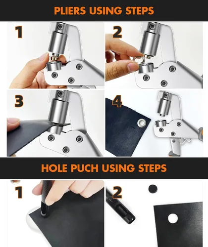 Miniatura 5 de Kit de ojales resistentes Hapden (3/8 y 1/2) Incluye una bolsa, 200 ojales de 10 mm y 200 ojales de 12 mm. Kit de herramientas de ojales y ojales