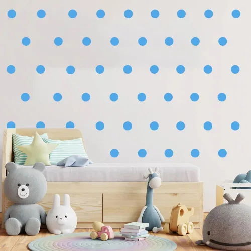 Miniatura 2 de Calcomanías de pared multicolor y mate, puntos de vinilo de 2 pulgadas, paquete de 100 calcomanías de pared para despegar y pegar (azul bebé)