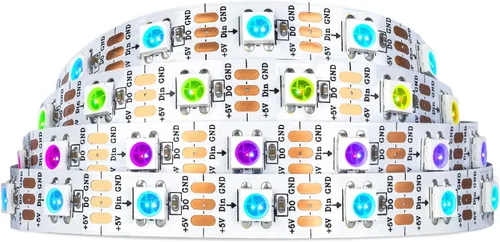 Miniatura 17 de SEZO WS2812B ECO Tira de luz LED 16.4 pies/5M 60 LED/m 300 píxeles, direccionable individualmente, programable, 5050SMD, RGB, aleación, cables Negro