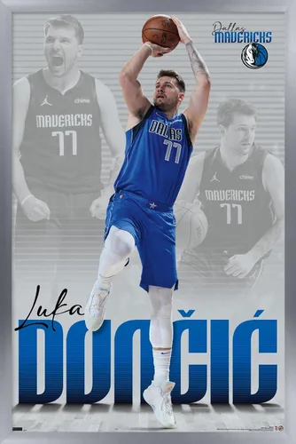 Miniatura 10 de Trends International NBA Dallas Mavericks - Póster de pared de Luka Doncic 22, 22.375 x 34 pulgadas, versión enmarcada en negro Versión con marco