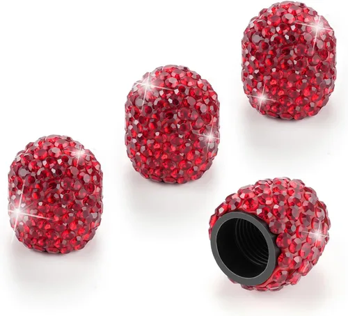 Miniatura 9 de JUSTTOP - Juego de 4 tapas en cristal para los cierres de las válvulas de las llantas de tu automóvil, hechas a mano, en forma de diamantes de AB